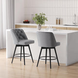Garvee Sgabelli Da Bar Girevoli Con Schienale 66 cm Controbanco Set 2, Tessuto Grigio Scuro, Design Elegante, Rotazione 360° - Grigio Scuro