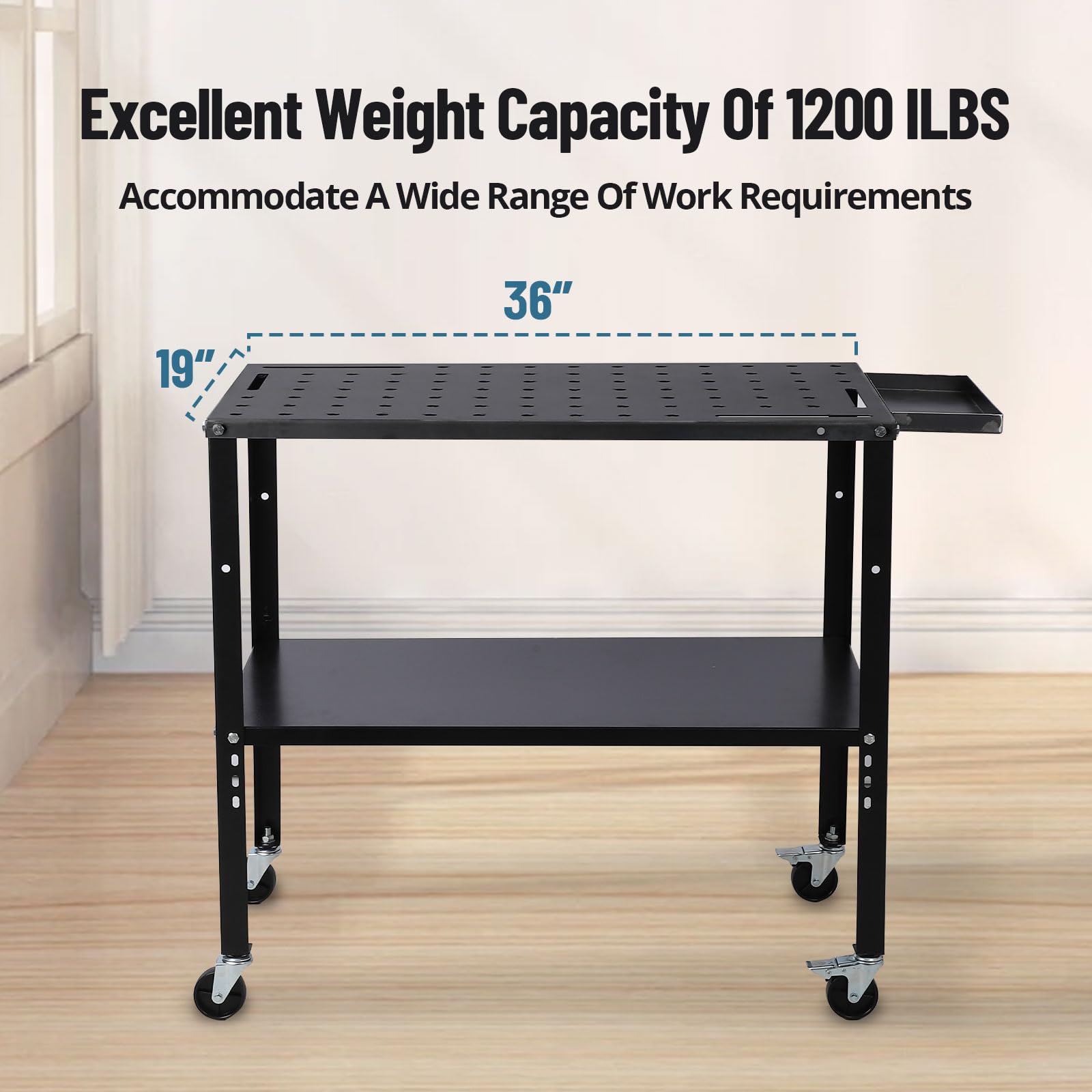 Tavolo da saldatura Garvee 36"x19" in acciaio con capacità di carico di 1200 libbre e piedini regolabili per industria e fai da te