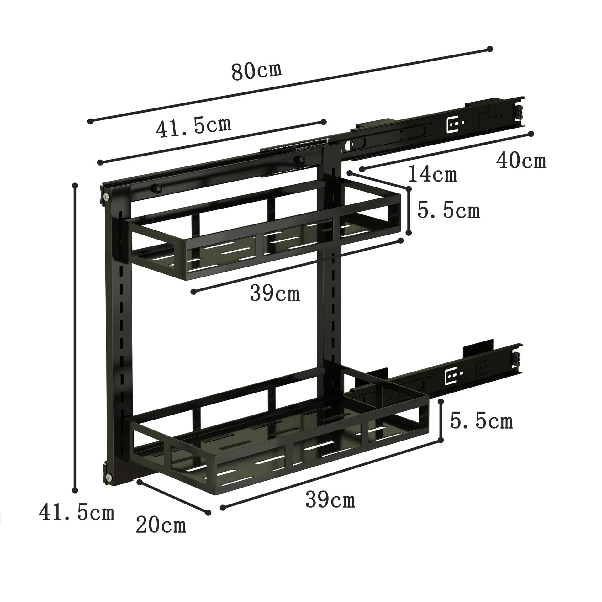 Organizzatore per lavello da cucina Garvee, 2 ripiani, autoadesivo, metallo, estensibile, per cucina e bagno, 40 cm, argento