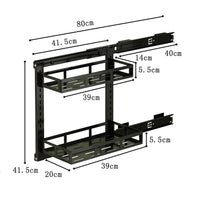 Organizzatore per lavello da cucina Garvee, 2 ripiani, autoadesivo, metallo, estensibile, per cucina e bagno, 40 cm, argento