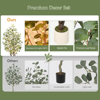 Albero di eucalipto artificiale Garvee da 6 piedi con 50 luci a LED, rami in filo metallico, vaso di plastica per interni ed eventi, bianco