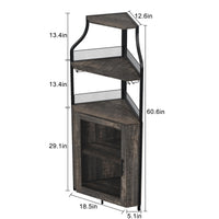 Mobiletto angolare Garvee, 5 ripiani con portabottiglie, portabicchieri, portaoggetti per soggiorno e cucina, 47 x 45 x 152 cm, grigio, salvaspazio, robusto