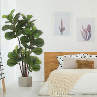 Albero artificiale Garvee Ficus Lyrata da 4 piedi con 72 foglie e robusto vaso in cemento per casa e ufficio, facile da pulire, verde scuro