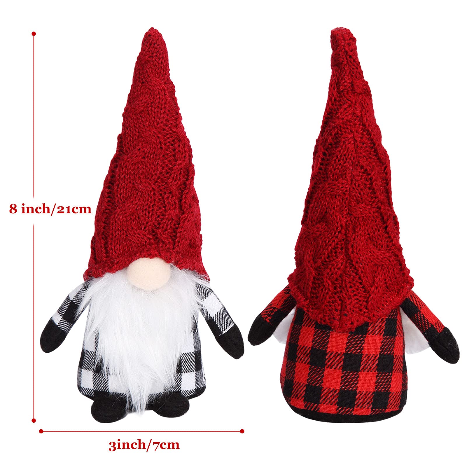 Garvee Decorazione natalizia con elfo, set da 2 pezzi, gnomi Tomte fatti a mano con cappelli rossi per la casa e le feste, 20 cm, rosso