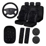Garvee Set Coprisedili Auto 15 Pezzi Con Cristalli Velluto Traspirante Protezione Antimacchia Per Auto E SUV Interni Eleganti - Come mostrato