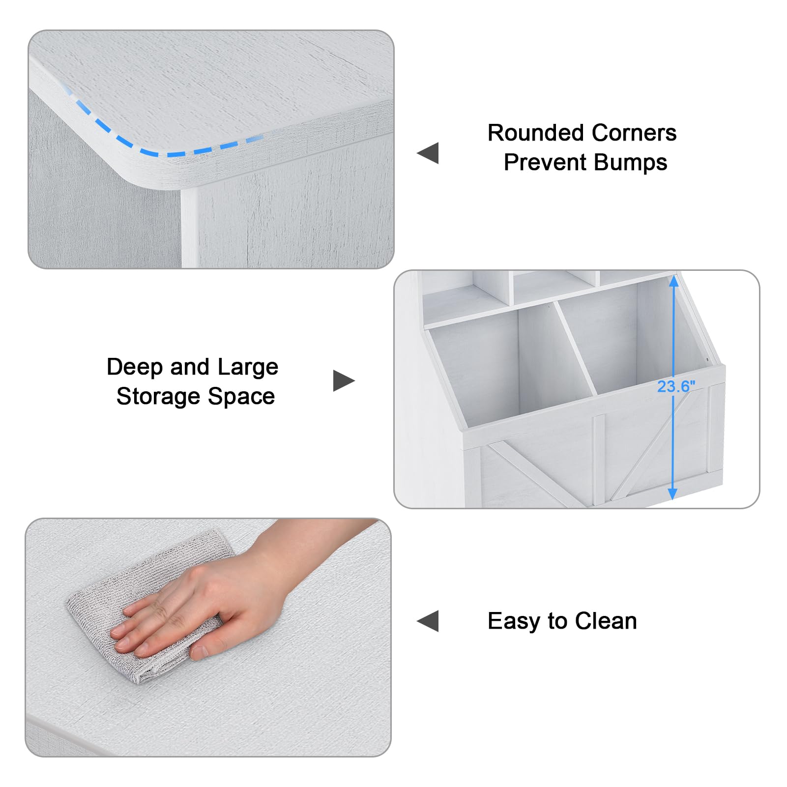 Libreria per bambini e contenitore per giocattoli Garvee, multifunzionale, stabile, in MDF e truciolato, per sala giochi, cameretta dei bambini, 35,4" bianco