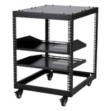 Garvee 12U Open Frame Server Rack con Profondità Regolabile 58,4-101,6 cm, Acciaio Inossidabile, 4 Ruote Bloccabili, Mensole Antiscivolo, Montaggio Parete o Pavimento, Ideale per Data Center