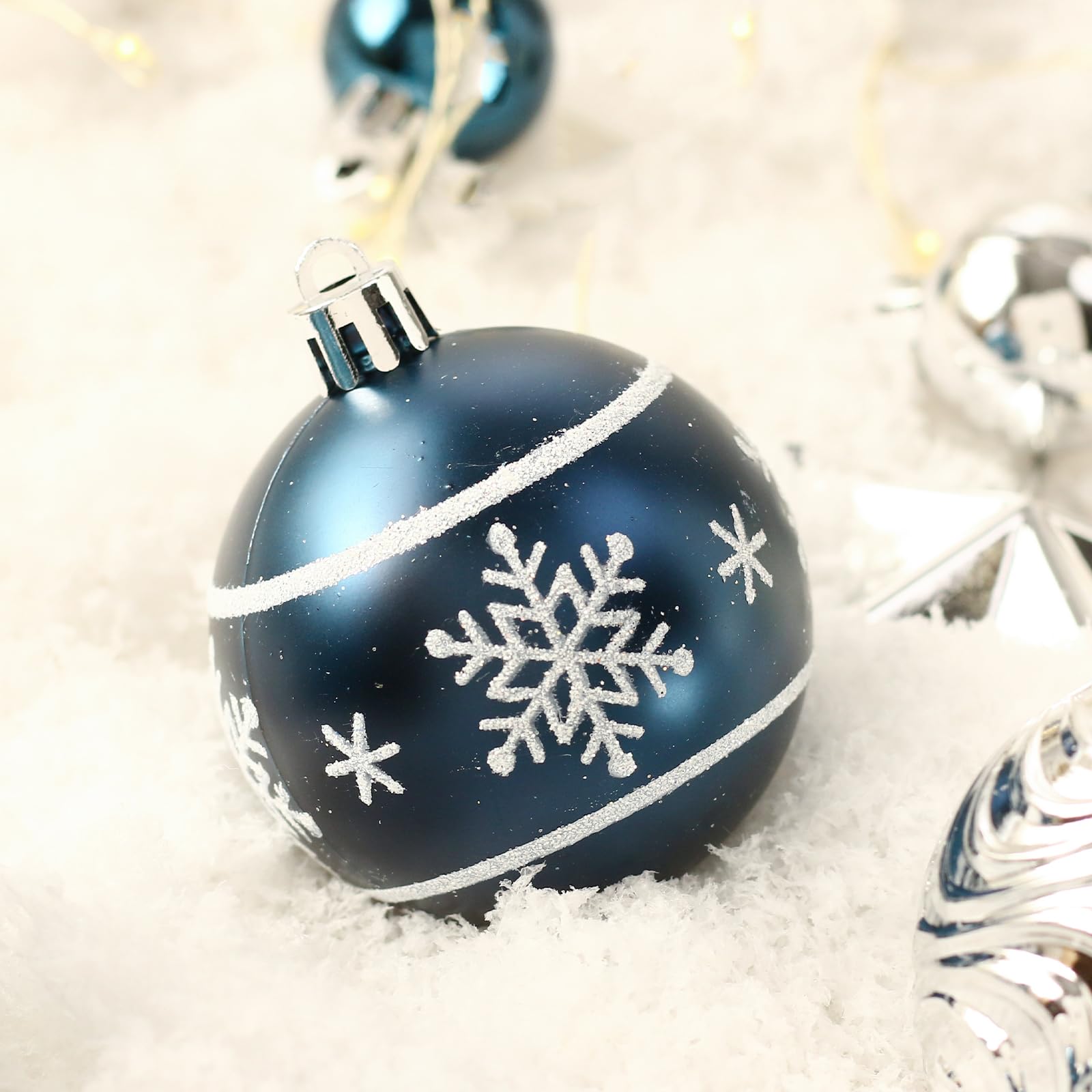 Set di palline di Natale Garvee da 70 pezzi, blu e argento, plastica infrangibile, decorazione per interni ed esterni, stella e Buon Natale, versatile