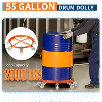 Carrello per Fusti Garvee 55 Galloni 2000 libbre | Ideale per Festa del Papà, Telaio Acciaio Zincato Antiribaltamento con Freni e Ruote Girevoli per Magazzino Officina