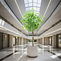 Albero di ficus artificiale Garvee da 5 piedi con foglie di seta e robusto vaso di cemento per casa e ufficio, verde