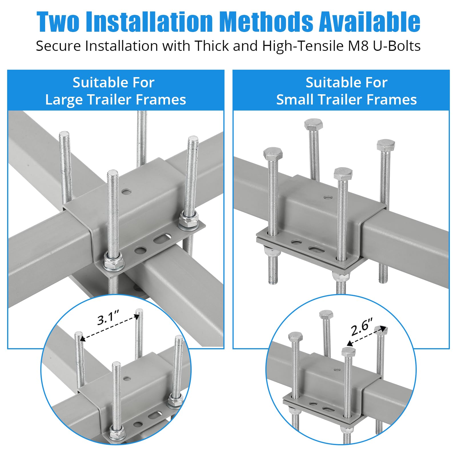 Barra di guida per rimorchi per barche Garvee regolabile da 40 pollici in acciaio inossidabile con protezione in PVC per barche da sci e da pesca, altezza 43 pollici, montaggio flessibile