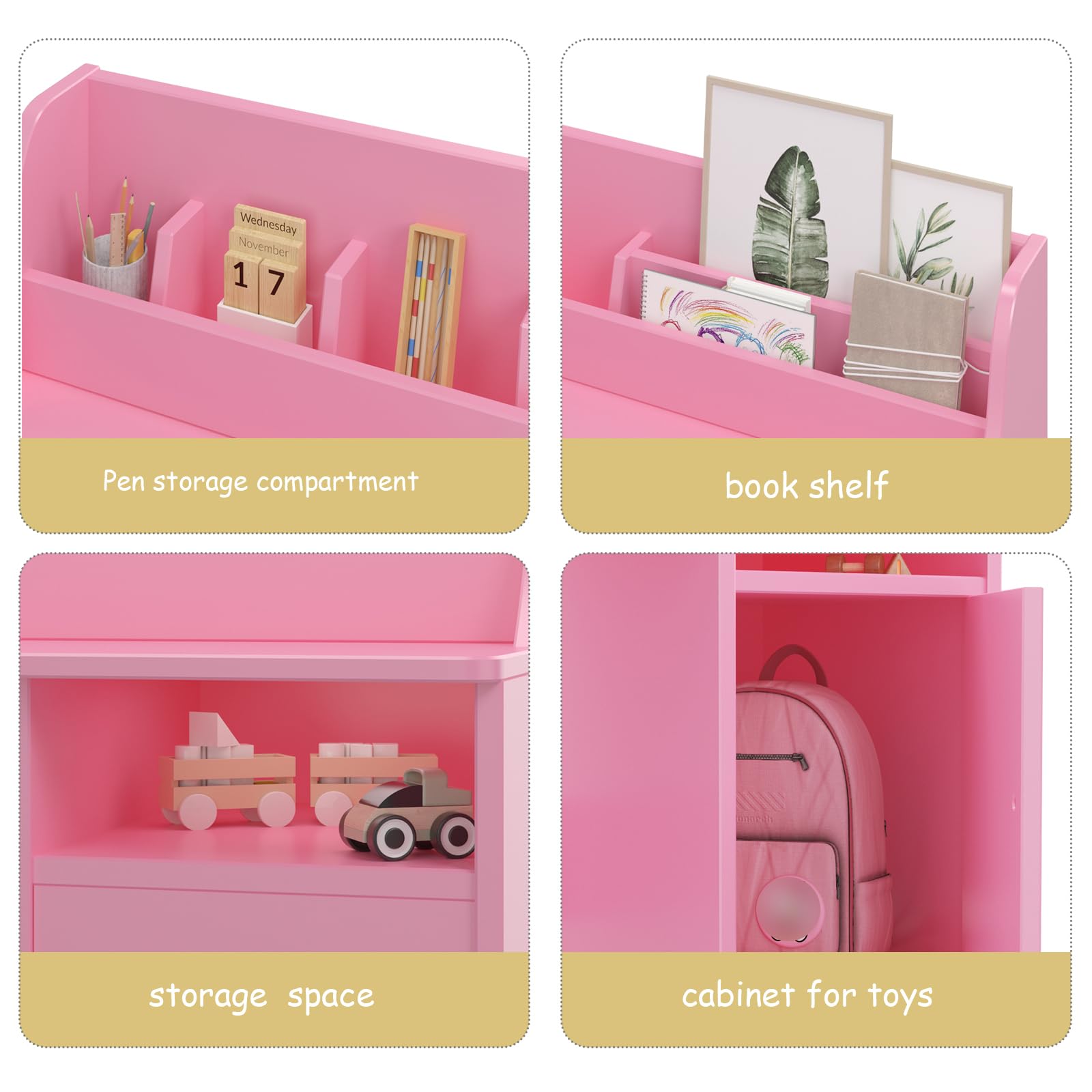 Scrivania per bambini Garvee con sedia, in legno, ergonomica e stabile, per cameretta/studio, dai 3 ai 12 anni