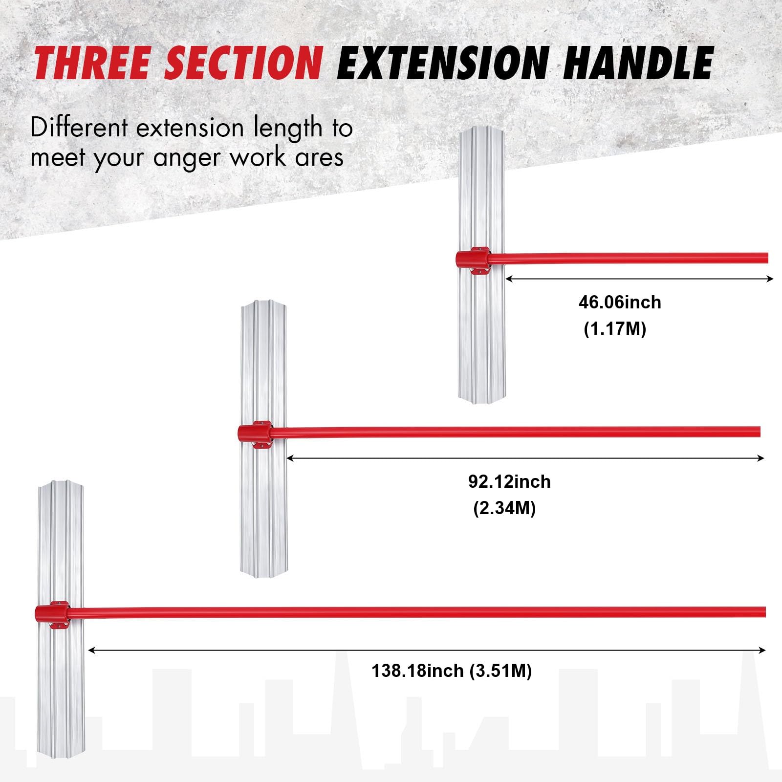 Kit Frattazzo Magnesio Garvee 46"x8" per Lisciatura Calcestruzzo - Angolo Regolabile, 4 Pali Telescopici, Ideale per Vialetti e Patii | Perfetto Regalo Festa del Papà