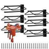 Garvee 6 Pezzi Porta Sella Da Parete In Acciaio Carbonio, Doppia Barra Imbottita, Resistente E Anti-Ruggine, Per Sella Inglese E Western, Organizzatore Stalla 60x32x18,5 cm - Black