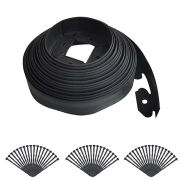 Kit di bordatura da giardino Garvee da 10 m in materiale PE flessibile, altezza 10 cm, per aiuole e sentieri con 30 picchetti resistenti, senza bisogno di scavare
