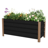 Garvee Vasca da Giardino in Alluminio Bianca 99x41x46 cm con Drenaggio, Angoli Arrotondati, Bordo Anti-Taglio per Patio e Balcone, Grigia - Gray