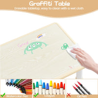 Garvee Set Tavolo e 2 Sedie per Bambini Regolabile in Altezza 4 in 1 MDF e Plastica per Studio e Gioco, 23.6"x23.6", Multicolore