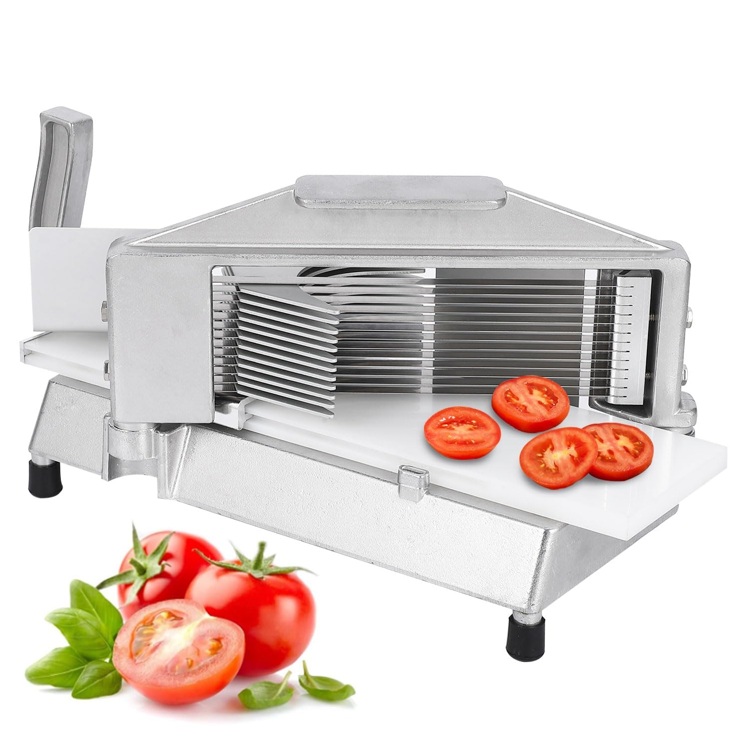 Affettatrice per pomodori Garvee Commercial, affettatrice per verdure in acciaio inossidabile per fette spesse 6 mm, manuale, argento, catering
