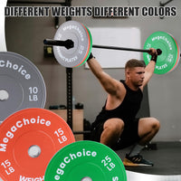 Set di dischi paraurti colorati Garvee da 100 libbre in gomma con acciaio inossidabile da 2" compatibili con palestra domestica e codice colore per allenamento da 17,5 pollici