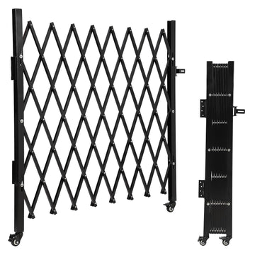 Garvee Cancello di sicurezza pieghevole singolo in acciaio con ruote per giardino e vialetto 50"H x 43"W Resistente alle intemperie