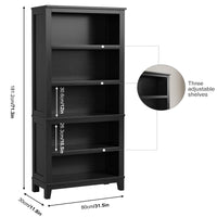 Libreria Garvee da 71" alta, stile fattoria, con ripiani regolabili, 5 ripiani, viola in legno, nera, 31,5" di larghezza per soggiorno ufficio