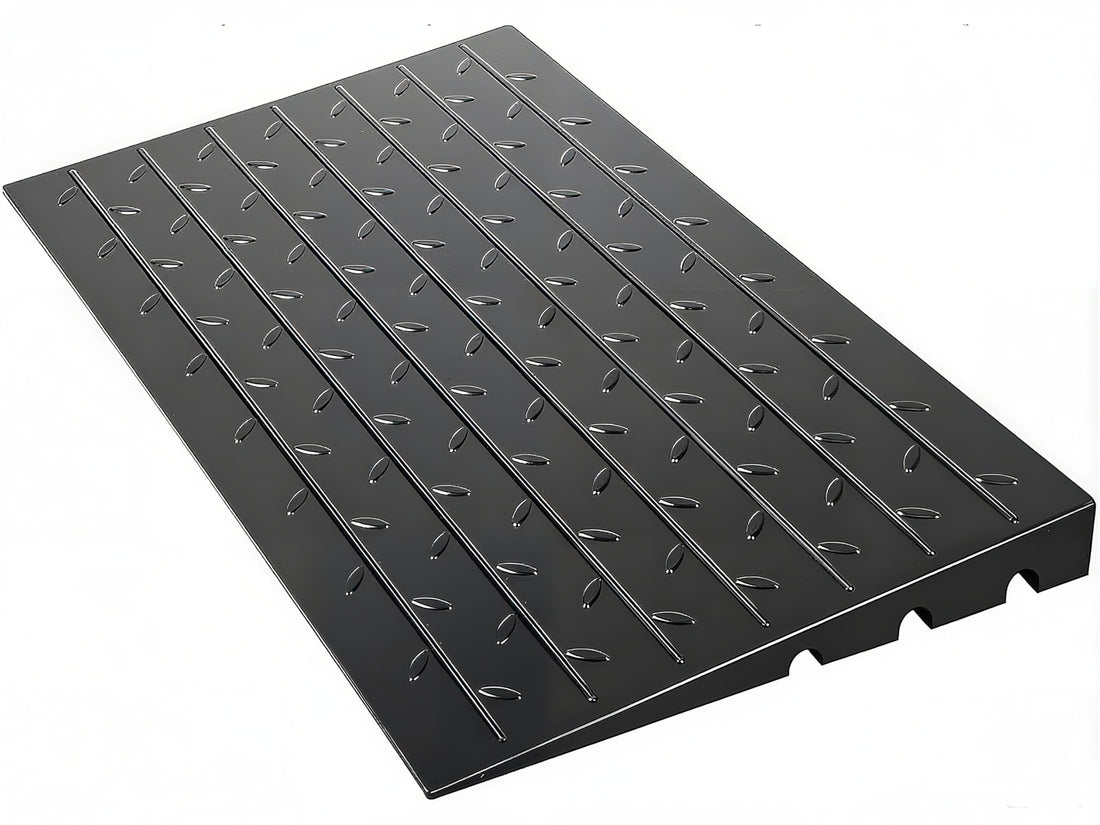 Rampa di transizione per soglia Garvee da 3" con capacità di carico di 2500 libbre, in gomma antiscivolo, per sedia a rotelle e scooter, approvata universalmente, nera