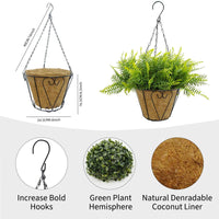 Garvee Set da 2 pezzi di felci artificiali da appendere all'esterno con cesto per giardino, balcone, terrazza, resistenti ai raggi UV, resistenti alle intemperie, in plastica, realistiche