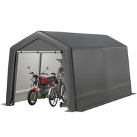 Garvee Capannone portaoggetti portatile per esterni 8x12x7,7 piedi, impermeabile, struttura in metallo, resistente ai raggi UV, per moto e giardino, grigio
