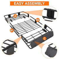 Portapacchi Garvee da tetto 64"x39" in acciaio universale regolabile con borsa per bagagli per SUV e camion, viaggi all'aperto, nero