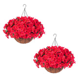 Garvee Set di fiori di bouganville artificiali con cesto per giardino e terrazza, resistenti alle intemperie e ai raggi UV, rosso e verde - Marrone