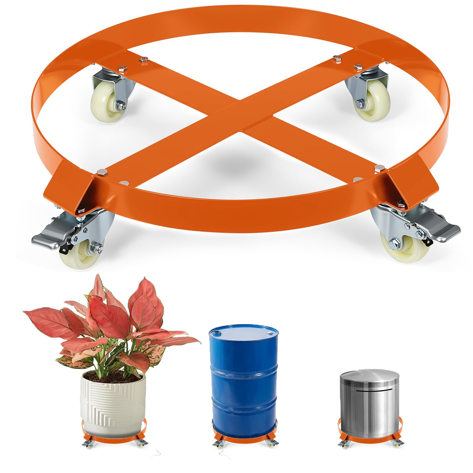 Carrello Portafusti Acciaio Garvee 55 Galloni per Festa del Papà - Capacità 1000 libbre, Ruote Girevoli, Rinforzi Trasversali per Magazzino e Officina, Zincato