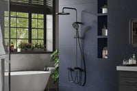 GARVEE Doccia a pioggia senza raccordi – Colonna doccia in acciaio inox nera rotonda 25 cm