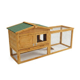 Garvee Gabbia per Conigli in Legno con Rete Metallica Antimorso a Doppio Piano per Esterni in Legno di Abete Impermeabile - Naturale 152 cm