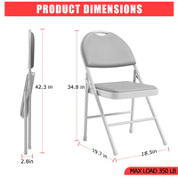 Garvee Set di 2 sedie pieghevoli in similpelle, imbottite, pieghevoli, in metallo, per ufficio e campeggio, piedini antiscivolo, impilabili