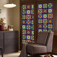 GARVEE Pellicola per vetri colorati Fiori retrò Adesivi statici Non adesivi 60x100 cm Privacy decorativa per casa e ufficio