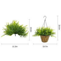 Garvee Set da 2 pezzi di felci artificiali da appendere all'esterno con cesto per giardino, balcone, terrazza, resistenti ai raggi UV, resistenti alle intemperie, in plastica, realistiche