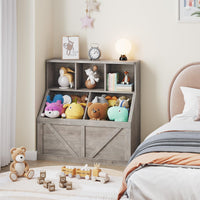 Libreria per bambini e contenitore per giocattoli Garvee, multifunzionale con protezione antiribaltamento per sale giochi e camerette, 35,4'' grigio