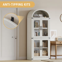 Libreria ad arco Garvee in stile rustico con ante per soggiorno e ufficio, 180 cm in legno, angoli in metallo, profondità 40 cm, robusta, eleganza moderna