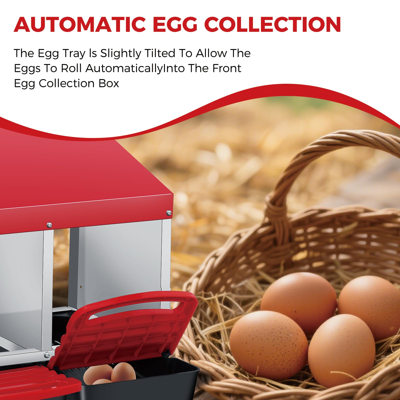 Nido per galline Garvee a 3 fori, in metallo, antiruggine, con vassoio rimovibile per fattoria e giardino, comodo e facile da pulire