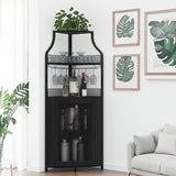 Portabottiglie Vino Garvee Moderno Curvo LED 4 Livelli MDF Metallo Nero per Angolo Casa, Salvaspazio, Stilistico
