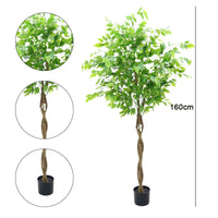 Albero di ficus artificiale Garvee da 5 piedi con foglie di seta e robusto vaso di cemento per casa e ufficio, verde