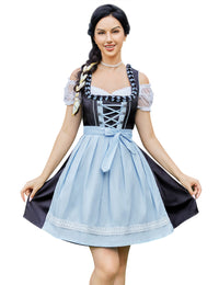Garvee - Abito tradizionale corto Dirndl in 3 pezzi per l'Oktoberfest, blu, taglia 36