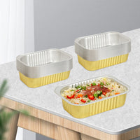 Garvee 20 vassoi monouso in alluminio con coperchio, 1000 ml, per grigliare, cucinare, cuocere al forno, argento, 22x15x4,5 cm