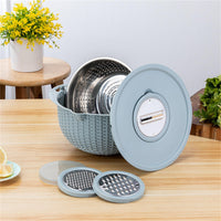 Colador 4 in 1 in acciaio inox con doppio strato rotante, Rebanadores integrati, multifunzionale per cucina, blu settentrionale