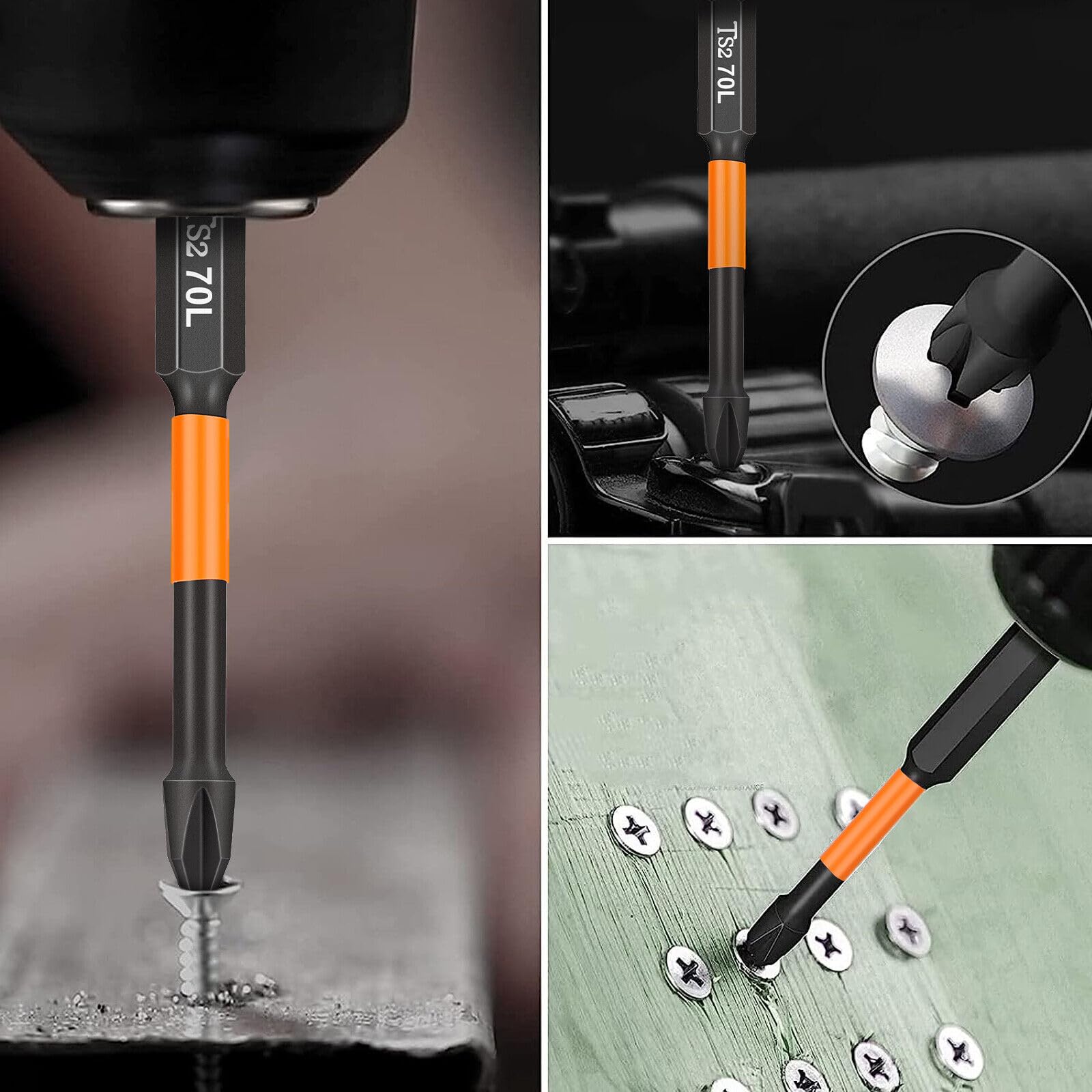 Garvee PH2 Set di punte per cacciavite a impatto magnetico da 12 pezzi, attacco esagonale da 1/4 di pollice, nero, per professionisti e amanti del fai da te