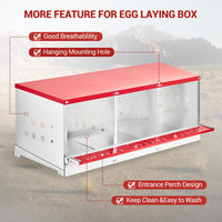 Nido per polli in metallo Garvee con ventilazione e barra oscillante, 3 scomparti, acciaio zincato, antiruggine, salvaspazio, facile da pulire, per polli e anatre