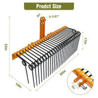 Garvee Rastrello Paesaggistico Heavy Duty 60" con 26 Denti a Molla in Acciaio Verniciato Giallo, Attacco a 3 Punti, Pulizia Giardini e Prati, Universale