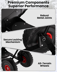 Pala da neve Garvee con ruote, lama in acciaio da 36", regolabile in 7 posizioni, impugnatura ergonomica, protezione in plastica, ruote in gomma da 9,3" per vialetti, robusta ed efficiente