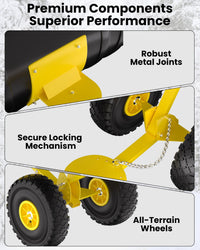 Pala da neve Garvee con ruote, lama in acciaio da 36", regolabile in 5 posizioni, impugnatura ergonomica, base in plastica, ruote in gomma da 9,3" per vialetti, resistente, efficiente, comoda