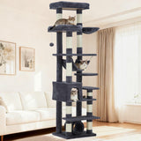 Garvee Albero Per Gatti Grande 188 cm Con 11 Tiragraffi, Amaca, Posto Alto, Pannelli Rinforzati, Base Robusta, Casa Per Gatti Indoor - Grigio scuro